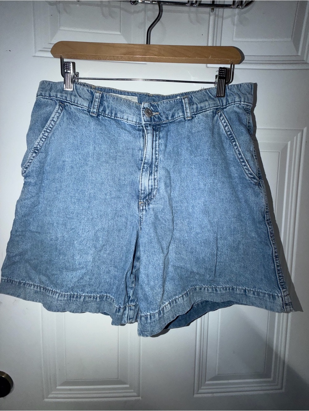 Zara Light Blue High-Rise Denim Shorts